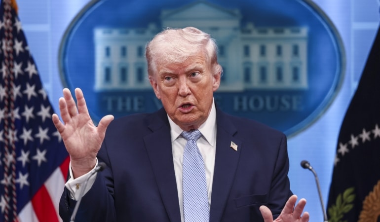 US president and secretary of defense brief media on Iran